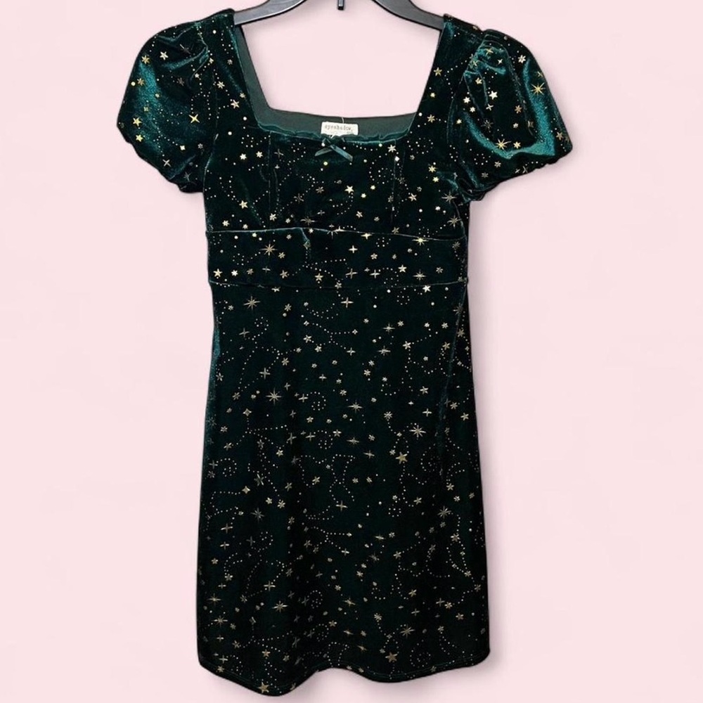 Eyeshadow Girls emerald green velvet mini dress